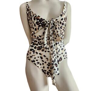 Aerie Swimsuit One Piece Swimwear Animal Print Tie Front